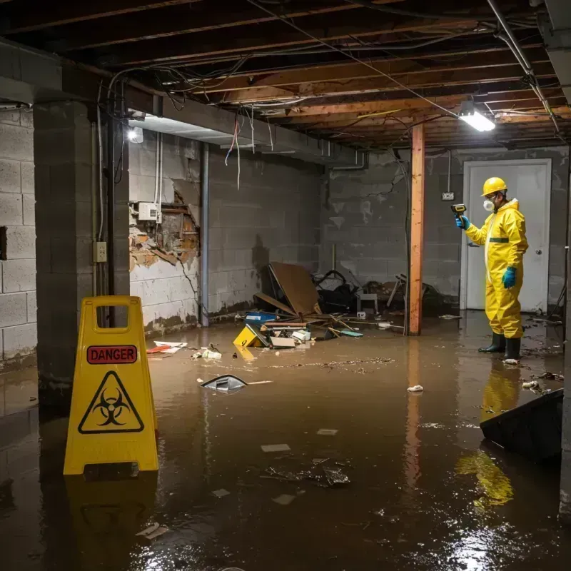 Flooded Basement Electrical Hazard in Gillespie, IL Property