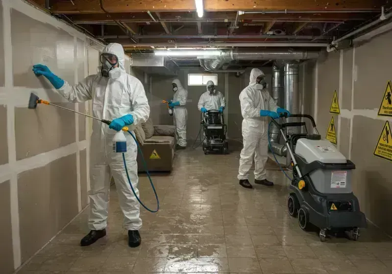 Basement Moisture Removal and Structural Drying process in Gillespie, IL